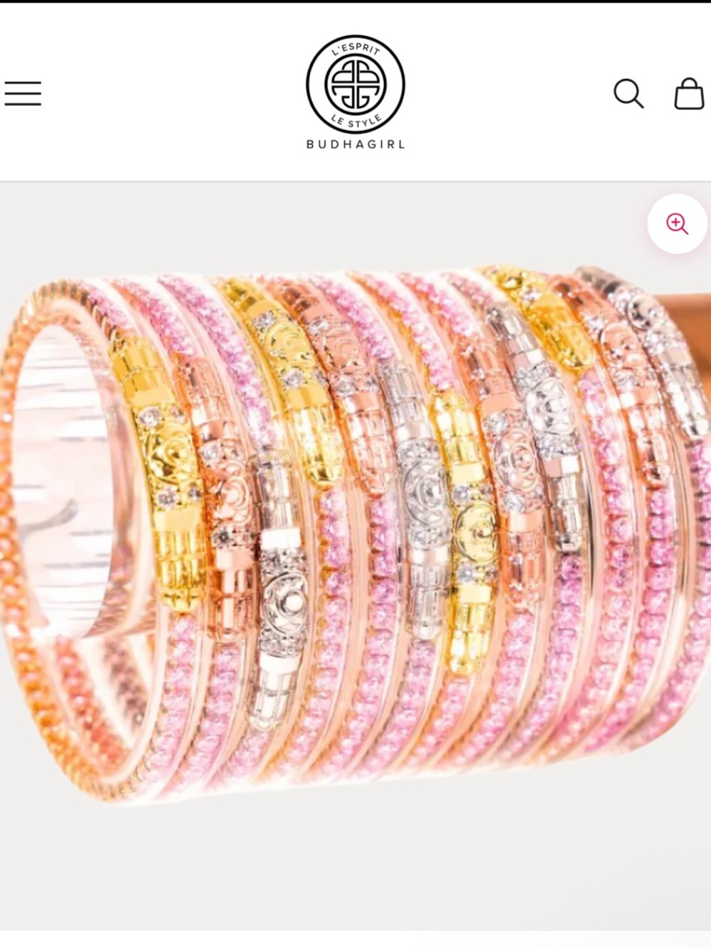 ✨New In Box BuDhaGirl Petal Pink Three Queens All Weather Bangles Set Small✨ - Picture 12 of 15